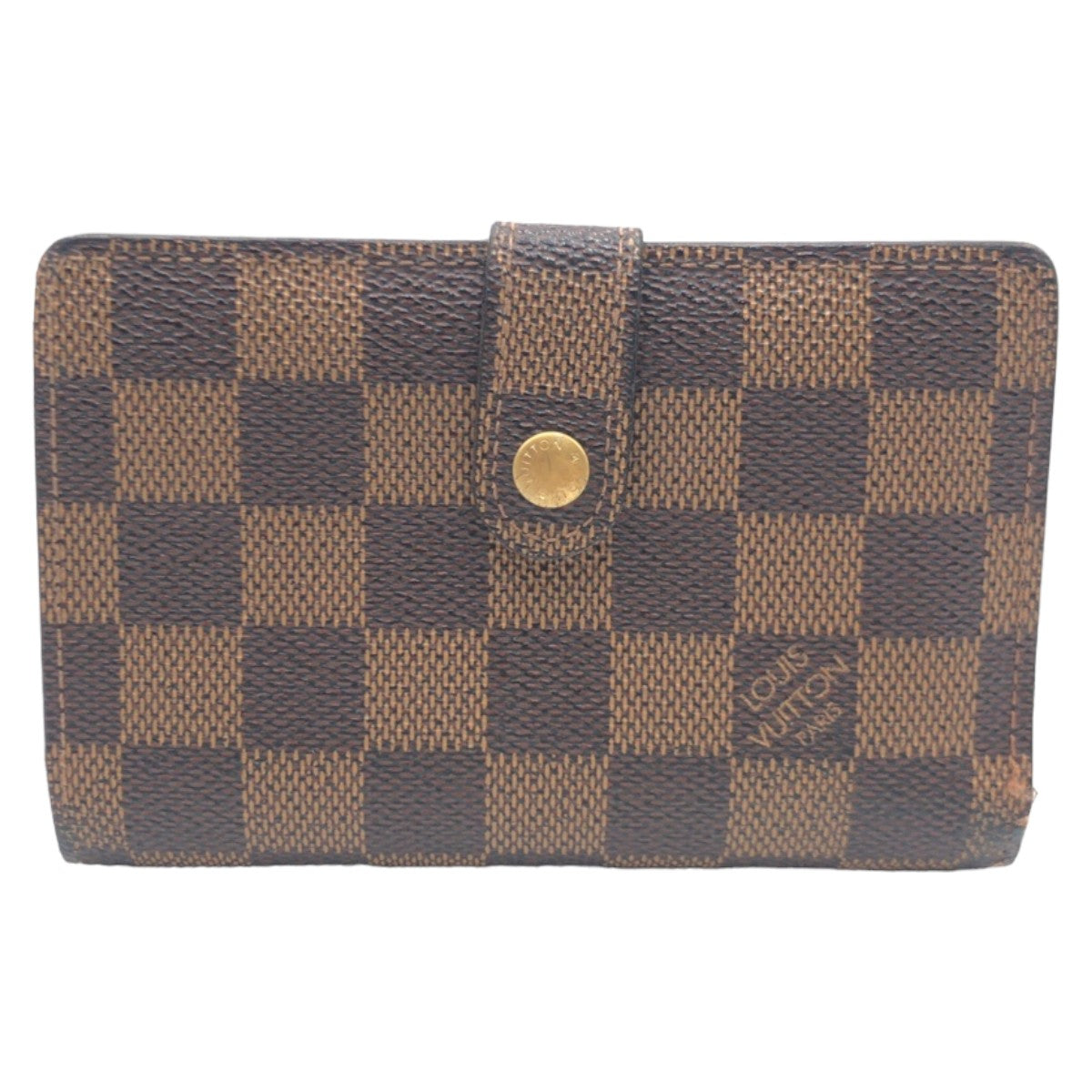 LOUIS VUITTON Bifold Wallet N61664 PVC Brown Gold Metal Purse Folding Wallet Compact Wallet Damier Portonet Bie Vienova Women Used