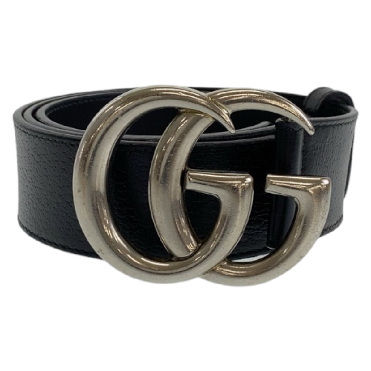 GUCCI belt 525040 leather Black SilverMetal Belt Buckle 33.1"/34" Unisex Marmont GG logo mens 34 Used