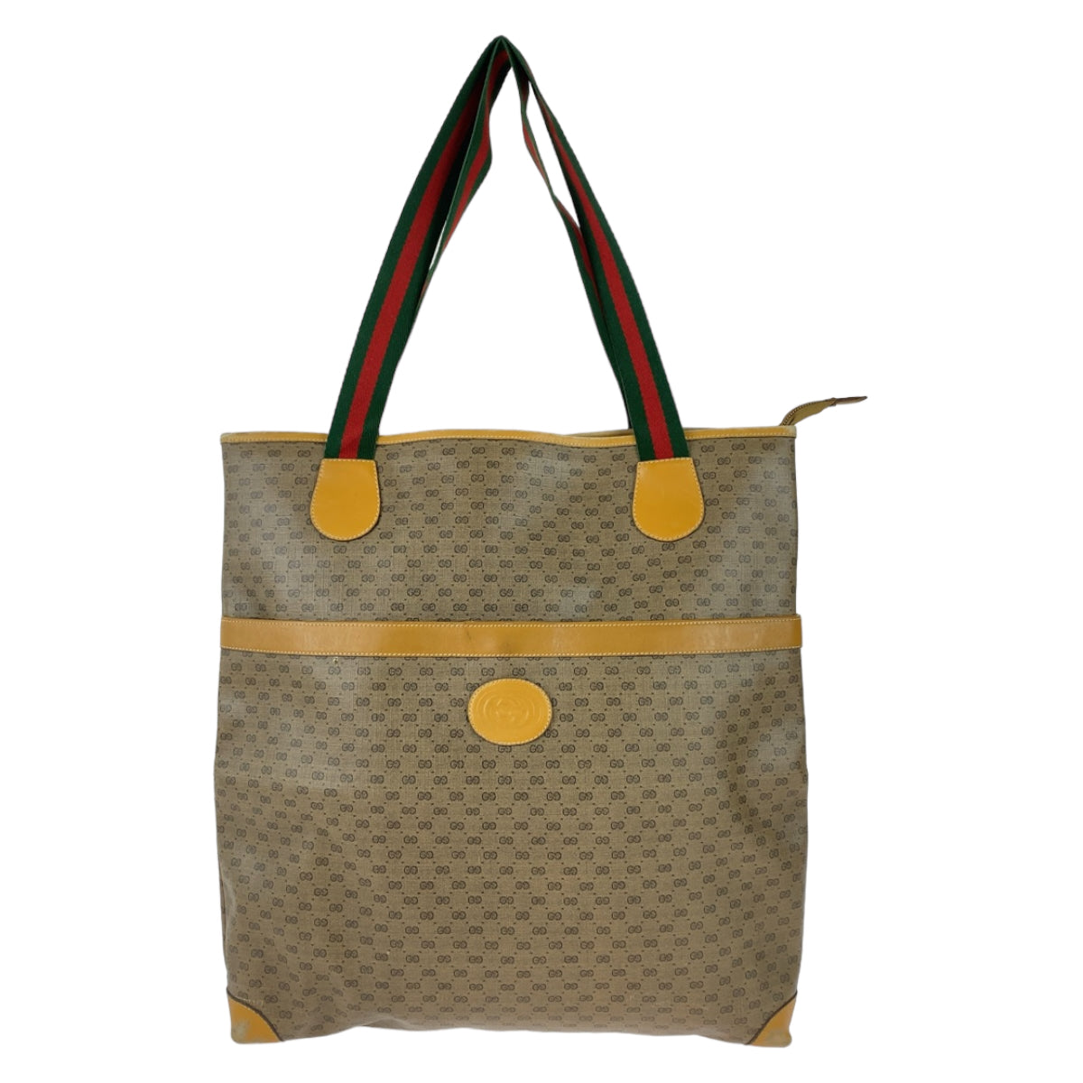 GUCCI Tote Bag 002 983 0163 GG Supreme canvas, leather Brown Beige Gold Metal Tote Bag Shoulder Bag Unisex Old Gucci Shelly Line Micro GG mens Used