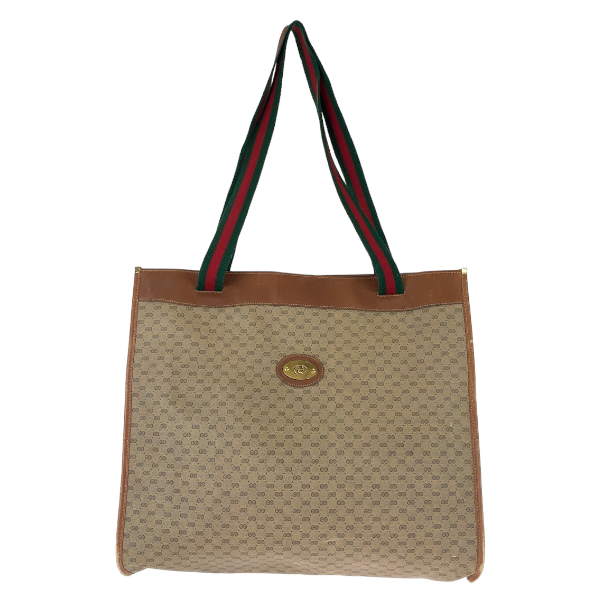 GUCCI Tote Bag 002 39 0044 GG Supreme canvas, leather Brown Gold Metal Tote Bag Shoulder Bag Unisex Old Gucci Sherry Line Micro GG Women Used
