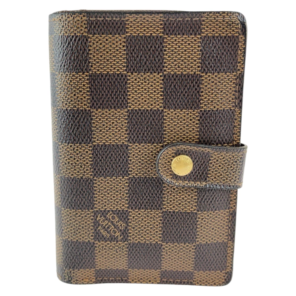 LOUIS VUITTON Bifold Wallet N61674 PVC Brown Gold Metal Purse Folding Wallet Compact Wallet Damier Ebene Portefeuille Viennoiserie Women Used