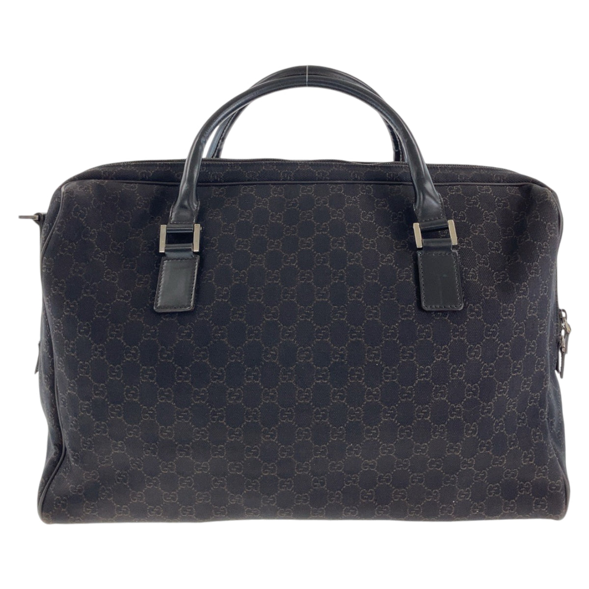GUCCI Boston Duffel bag 196356 GG canvas, leather Dark Brown SilverMetal Boston Duffel bag unisex Women Used