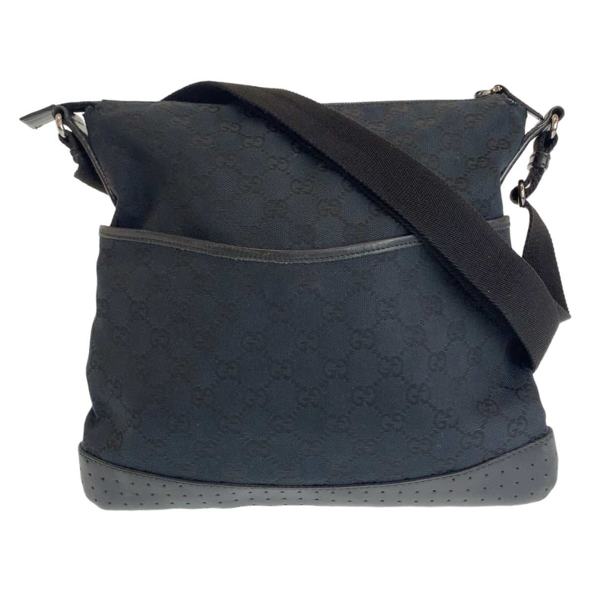 GUCCI Shoulder Bag 145857 GG canvas, leather Black SilverMetal Shoulder Bag Pochette Unisex Women Used