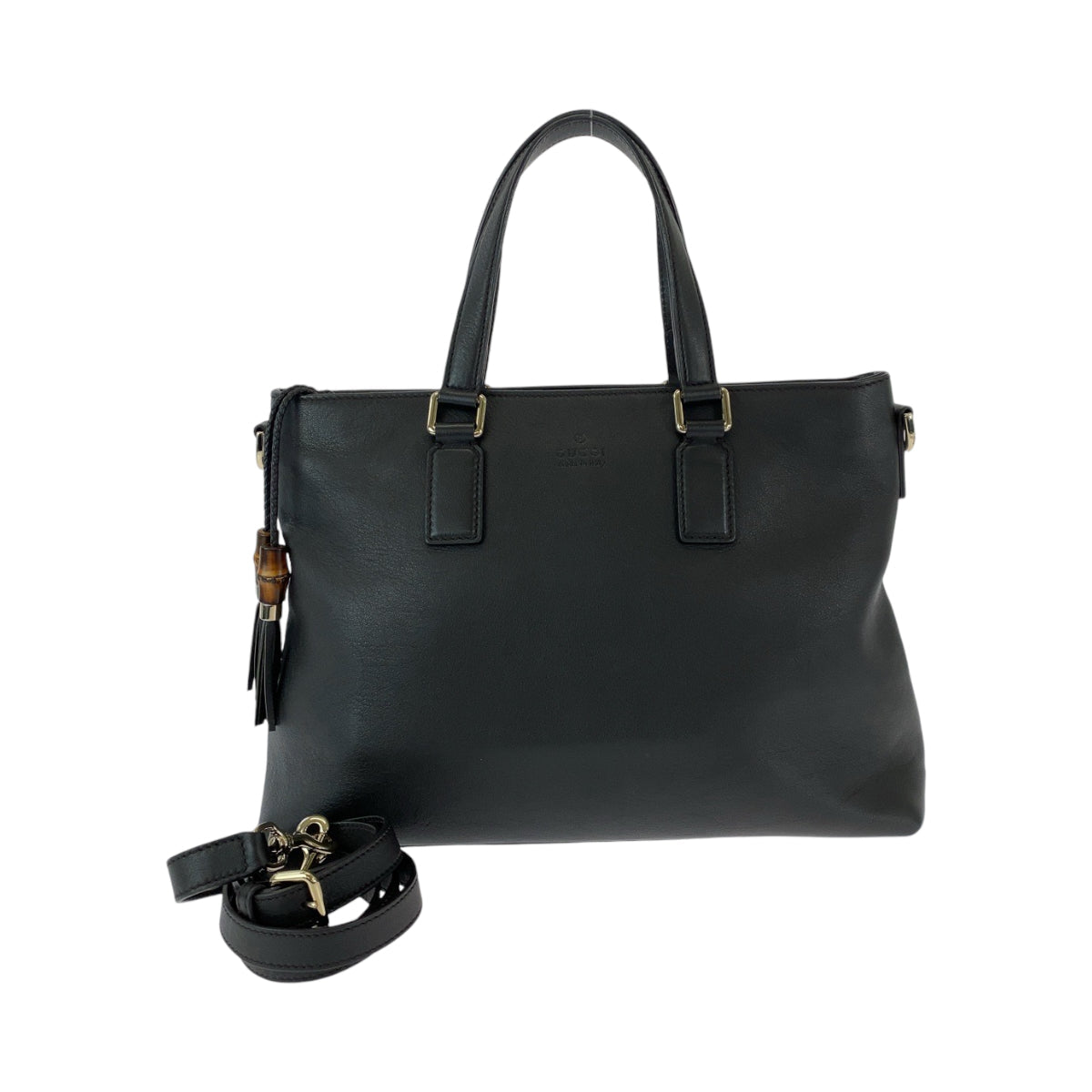 GUCCI Shoulder Bag 365346 leather Black SilverMetal Shoulder Bag Handbag 2way Bamboo Tassel Women Used