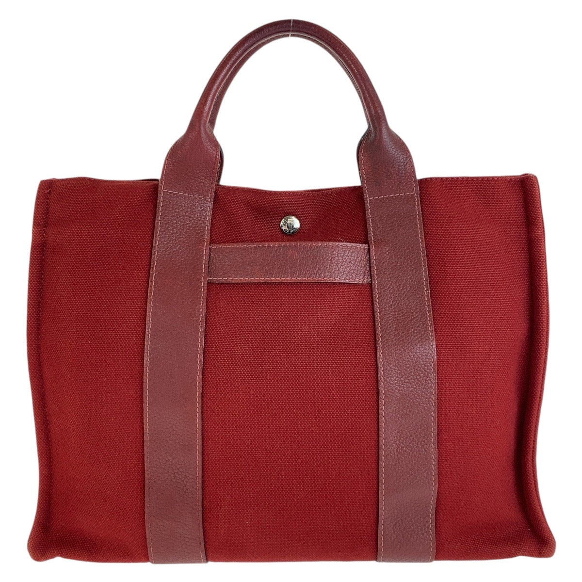 HERMES Tote Bag Canvas, Leather Wine Red Bordeaux SilverMetal Tote Bag Handbag A4 compatible Sac Arne MM Women Used