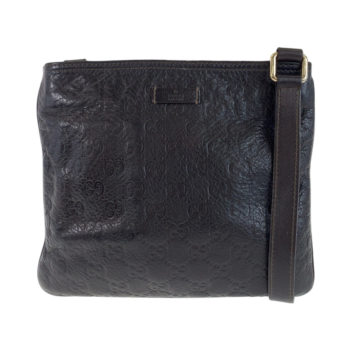 GUCCI Shoulder Bag 201538 leather Brown Gold Metal Crossbody Shoulder Bag Pochette Guccisima mens Used