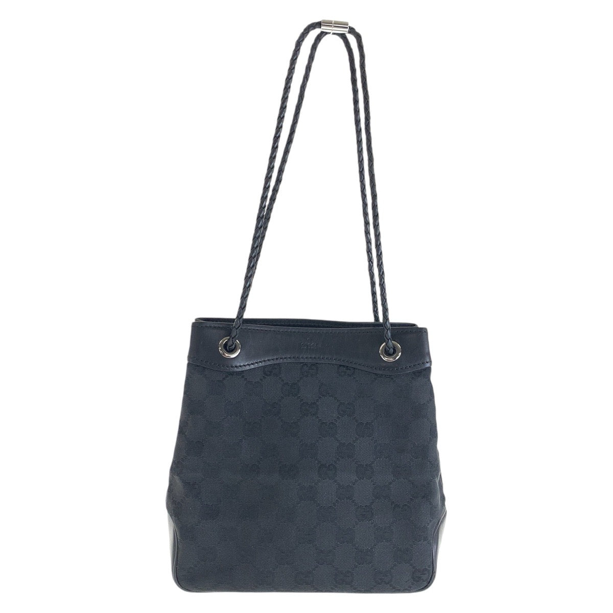 GUCCI Tote Bag GG canvas Black SilverMetal Tote Bag Shoulder Bag Women Used