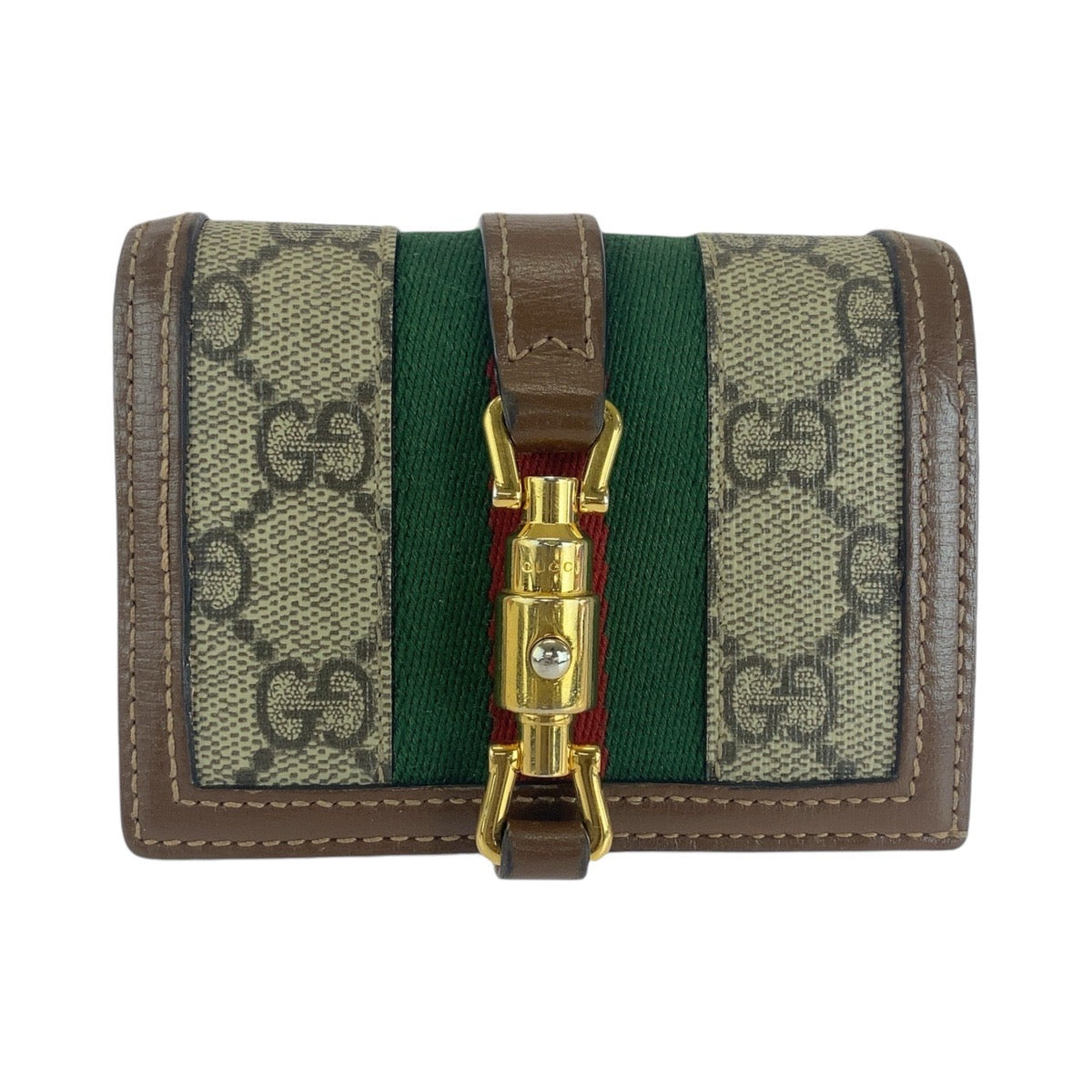 GUCCI Bifold Wallet 645536 GG Supreme canvas, leather Brown multicolor Folding wallet Compact wallet Jackie Women Used