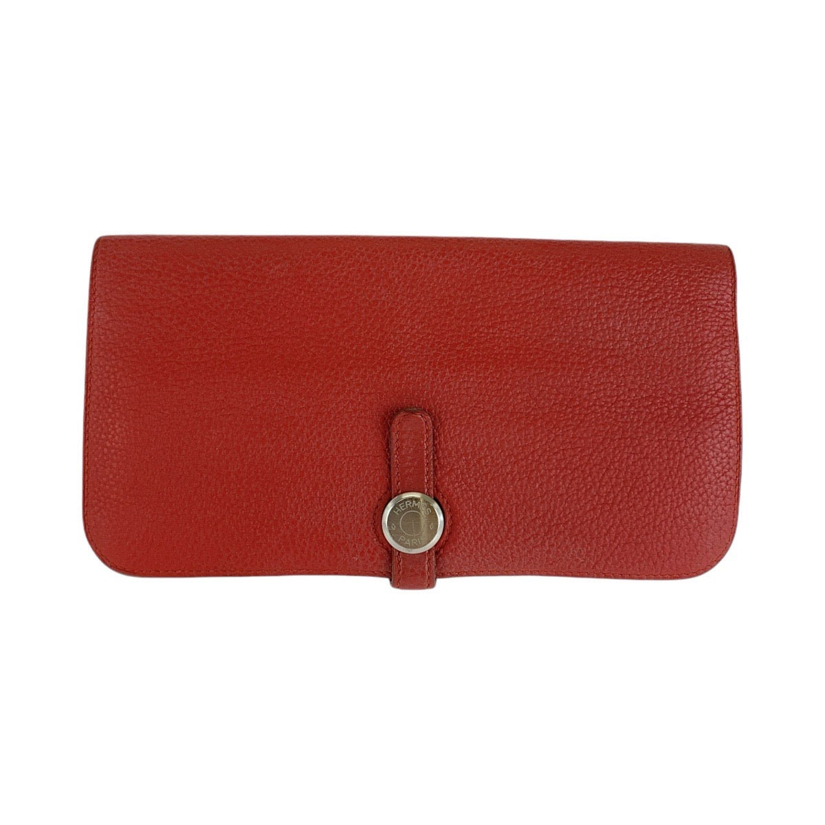 HERMES Long Wallet Purse Togo Rouge Grenat Red Long Wallet Purse Long wallet unisex Dogon Long Women Used