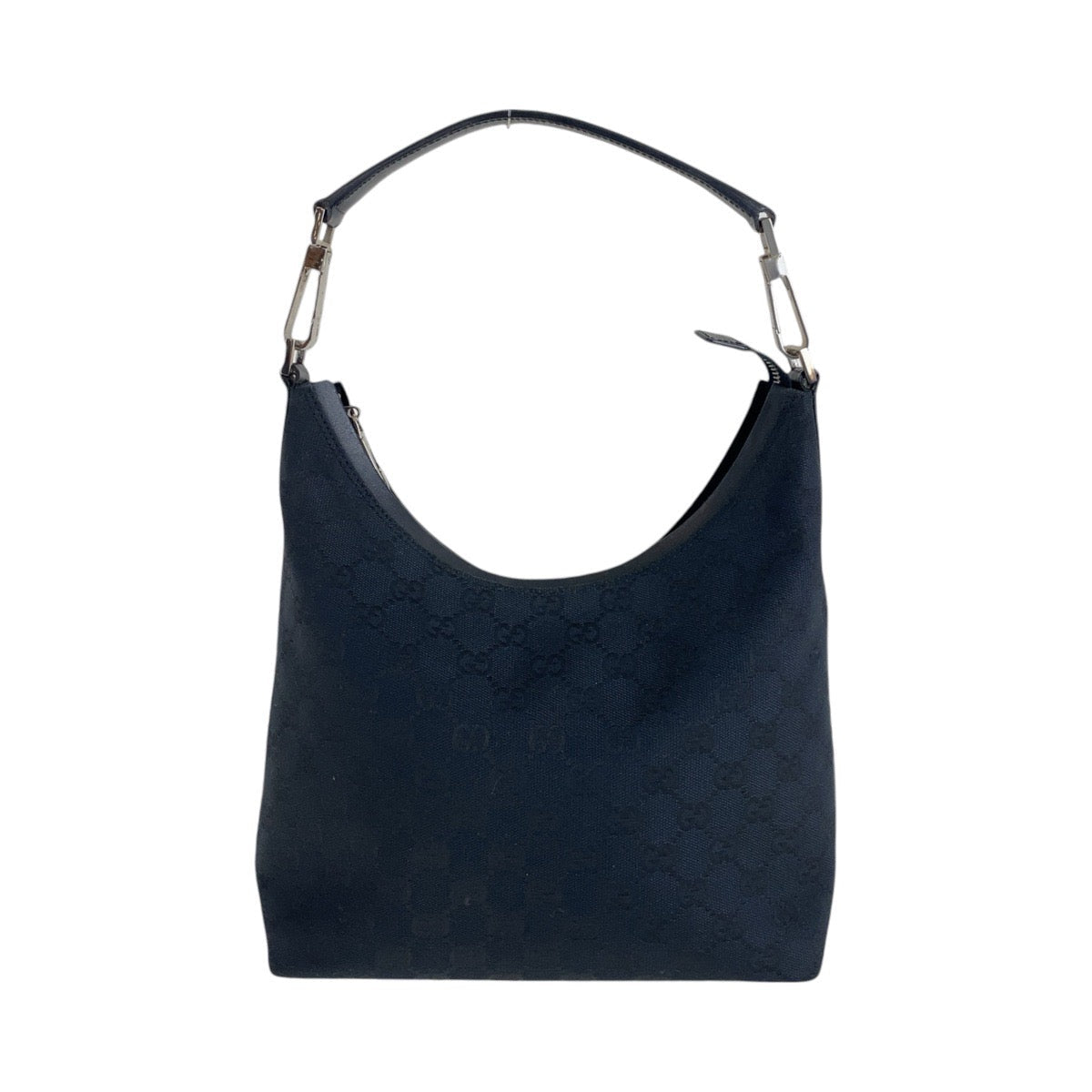 GUCCI Shoulder Bag 000 0602 GG canvas, leather Black SilverMetal Hobo Shoulder Bag Women Used