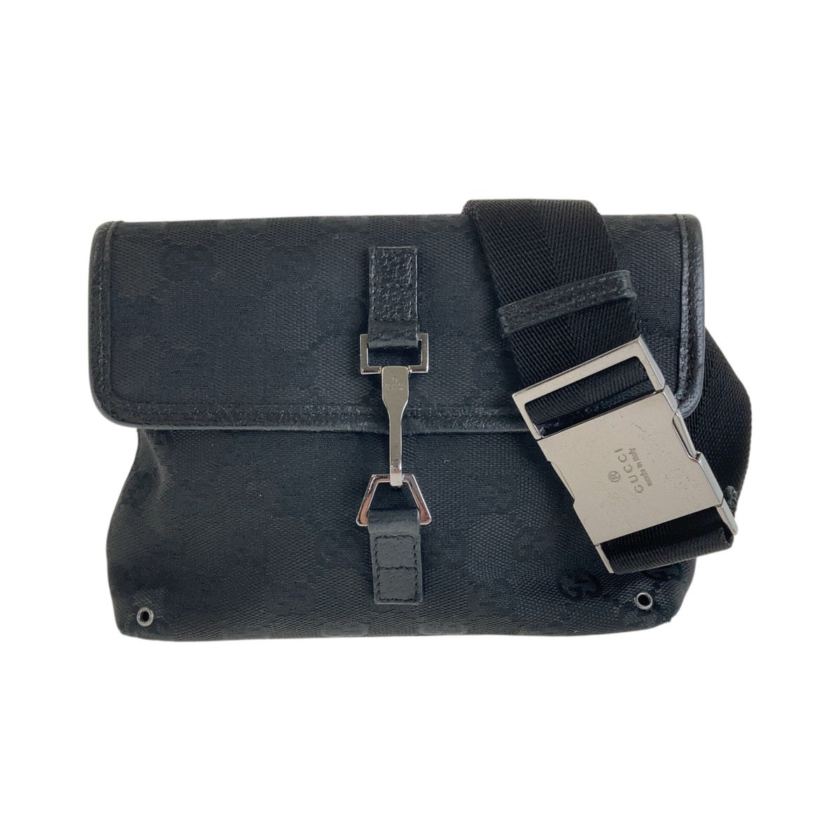 GUCCI Sling bag GG canvas Black SilverMetal Sling bag, bum bag, waist pouch Women Used
