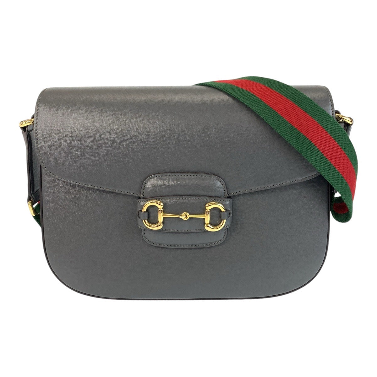GUCCI Shoulder Bag 700457 leather Grey GoldMetal Crossbody Shoulder Bag Pochette Sherry line horsebit mens Used
