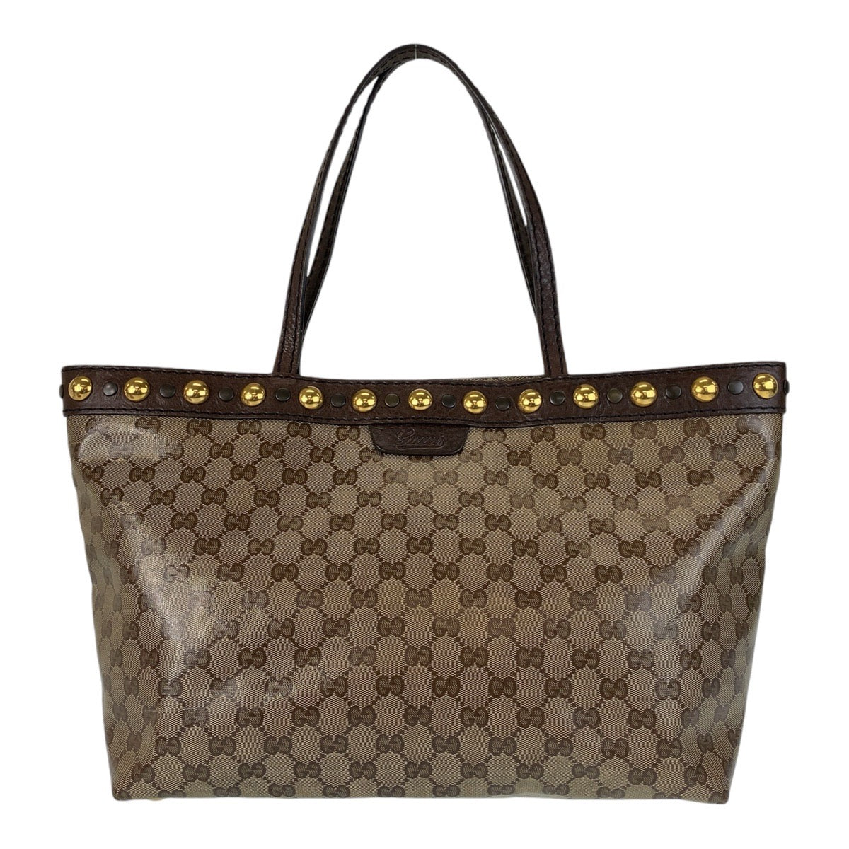 GUCCI Tote Bag 207291 PVC, Leather Brown Gold Metal Tote Bag Shoulder Bag GG crystal Women Used