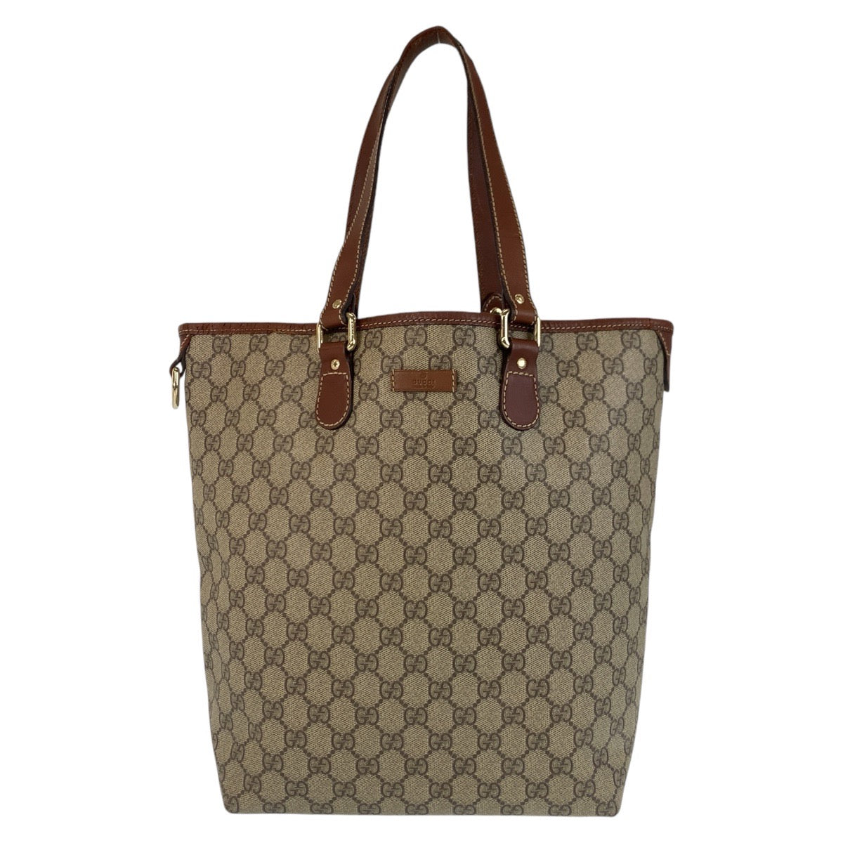 GUCCI Tote Bag 189896 GG Supreme canvas, leather Brown Gold Metal Tote Bag Shoulder Bag Women Used