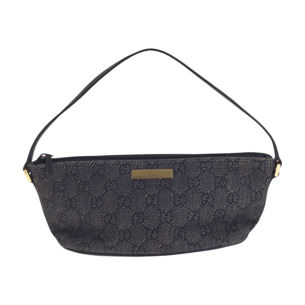 GUCCI Handbag 7198 GG canvas, leather Black GoldMetal Handbag accessory pouch Women Used