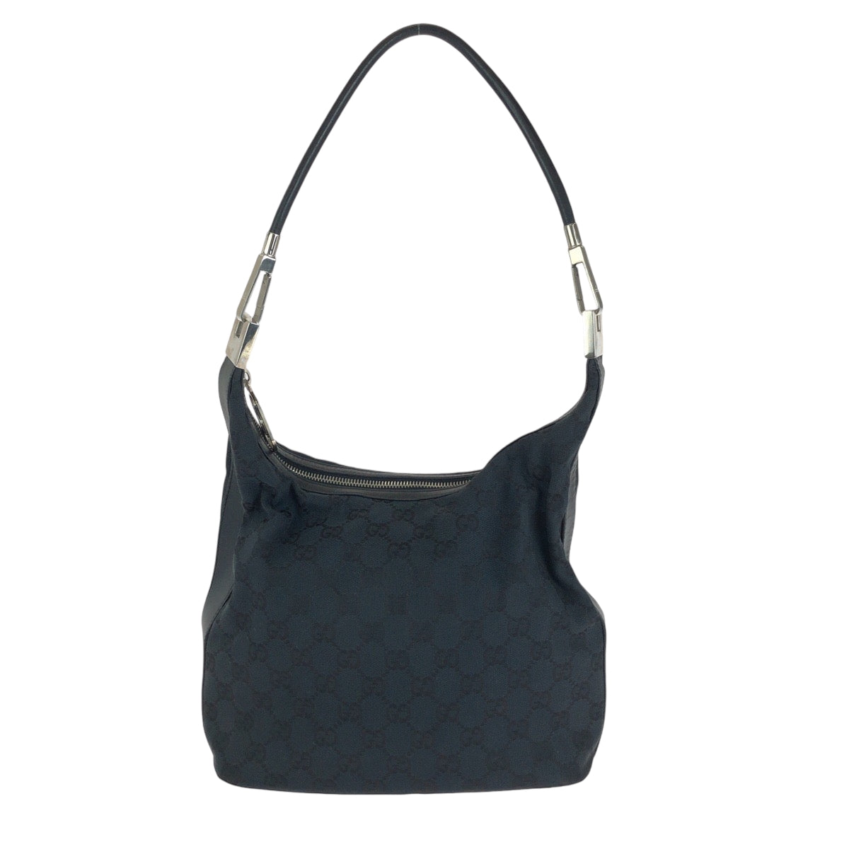 GUCCI Shoulder Bag 001 3814 GG canvas Black SilverMetal Hobo Shoulder Bag Women Used
