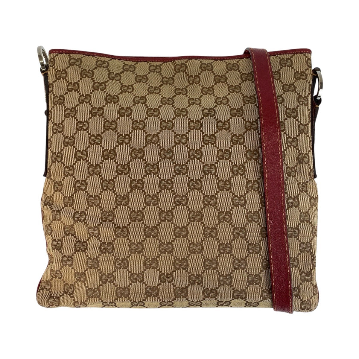 GUCCI Shoulder Bag 113013 GG canvas, leather Beige red Shoulder Bag Messenger bag Women Used
