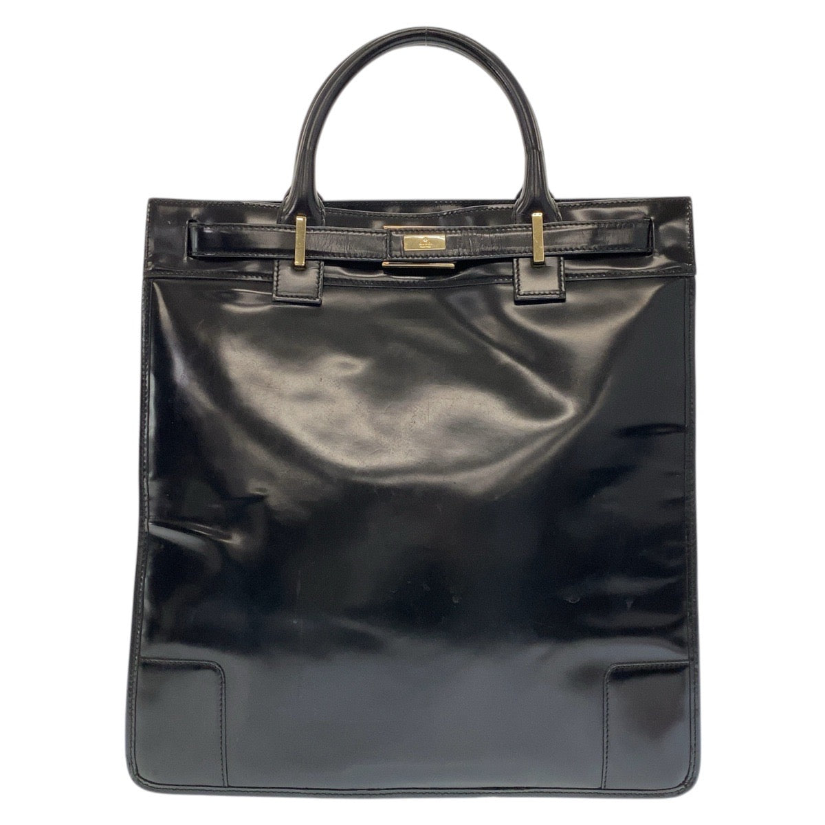 GUCCI Tote Bag 002 1091 leather Black Gold Metal Tote Bag Women Used