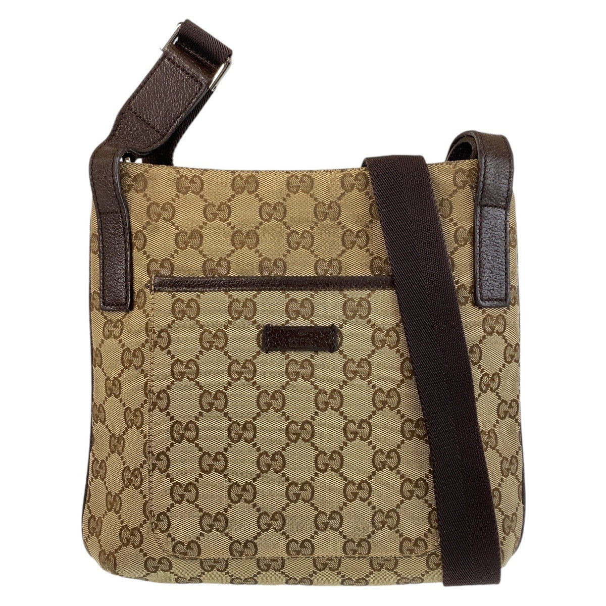 GUCCI Shoulder Bag GG canvas, leather Brown Silver Metal Shoulder Bag Messenger bag Women Used
