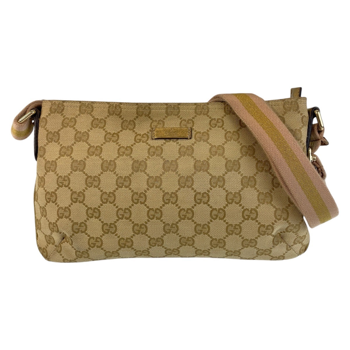 GUCCI Shoulder Bag GG canvas Beige Pink Gold Metal Crossbody Shoulder Bag Messenger Bag Sherry line Women Used