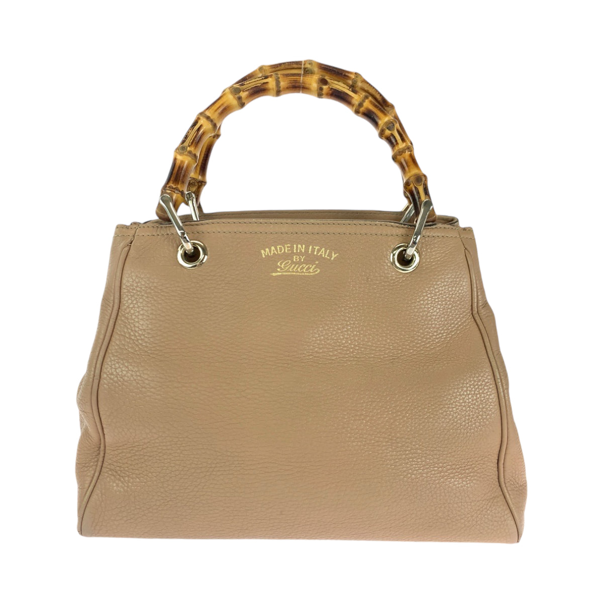 GUCCI Handbag 236032 leather Beige Brown Gold Metal Handbag Bamboo Women Used