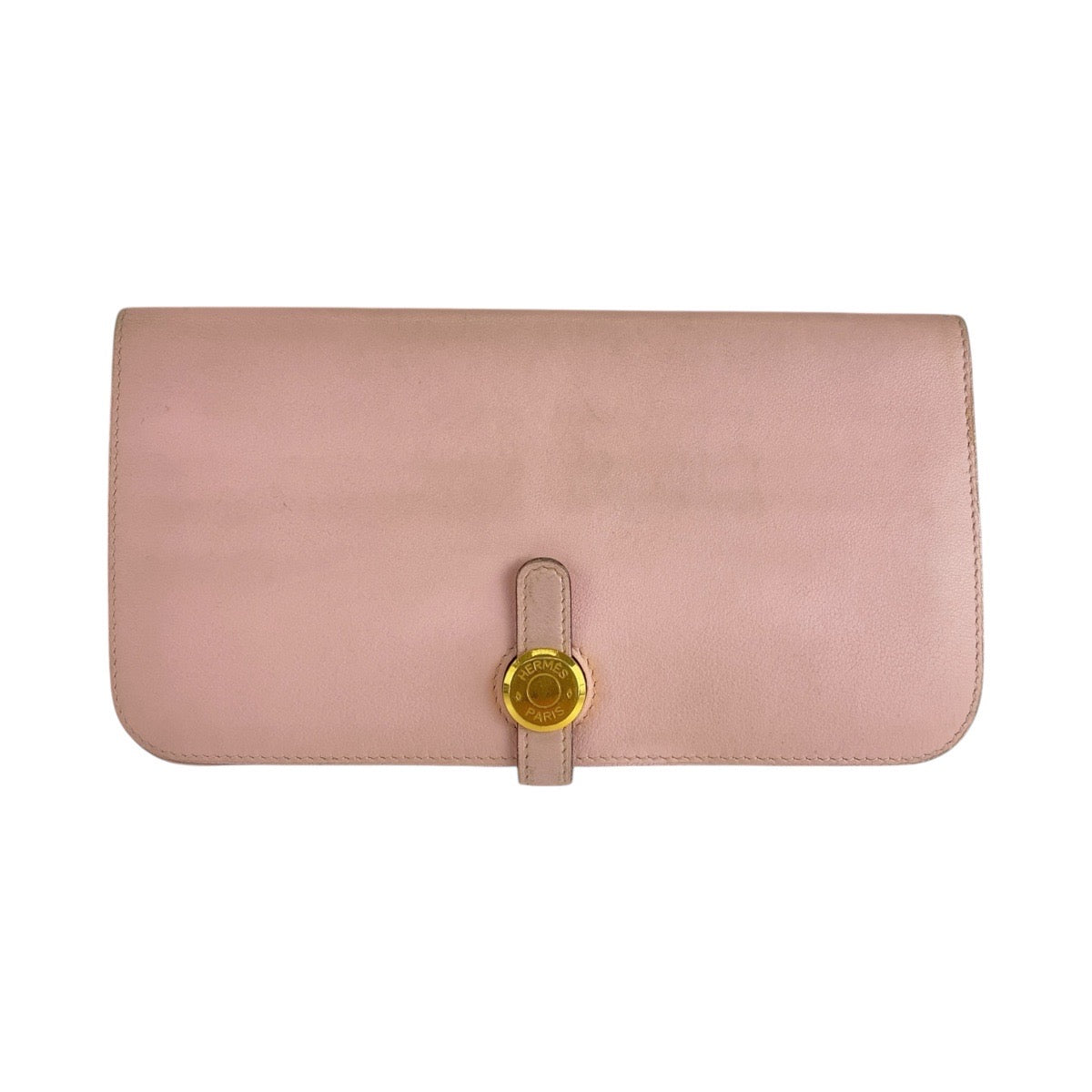 HERMES Long Wallet Purse Vaux Swift Pink Rose Sakura Long Wallet Purse Dogon Long Women Used