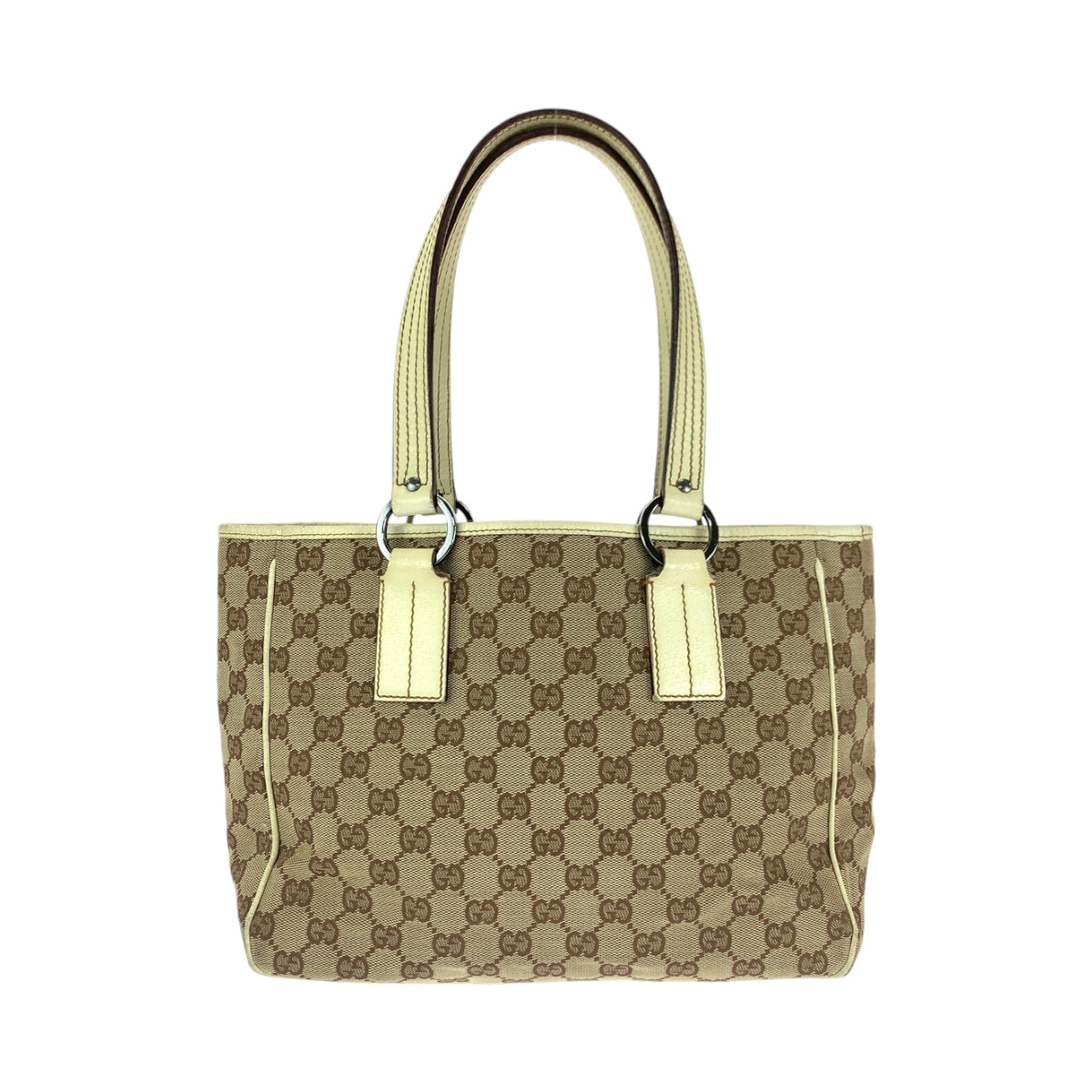 GUCCI Tote Bag 113019 GG canvas Brown Beige SilverMetal Tote Bag Shoulder Bag Women Used
