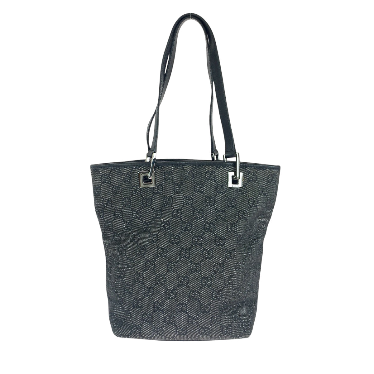 GUCCI Tote Bag 31244 GG canvas Black SilverMetal Tote Bag handbag Women Used