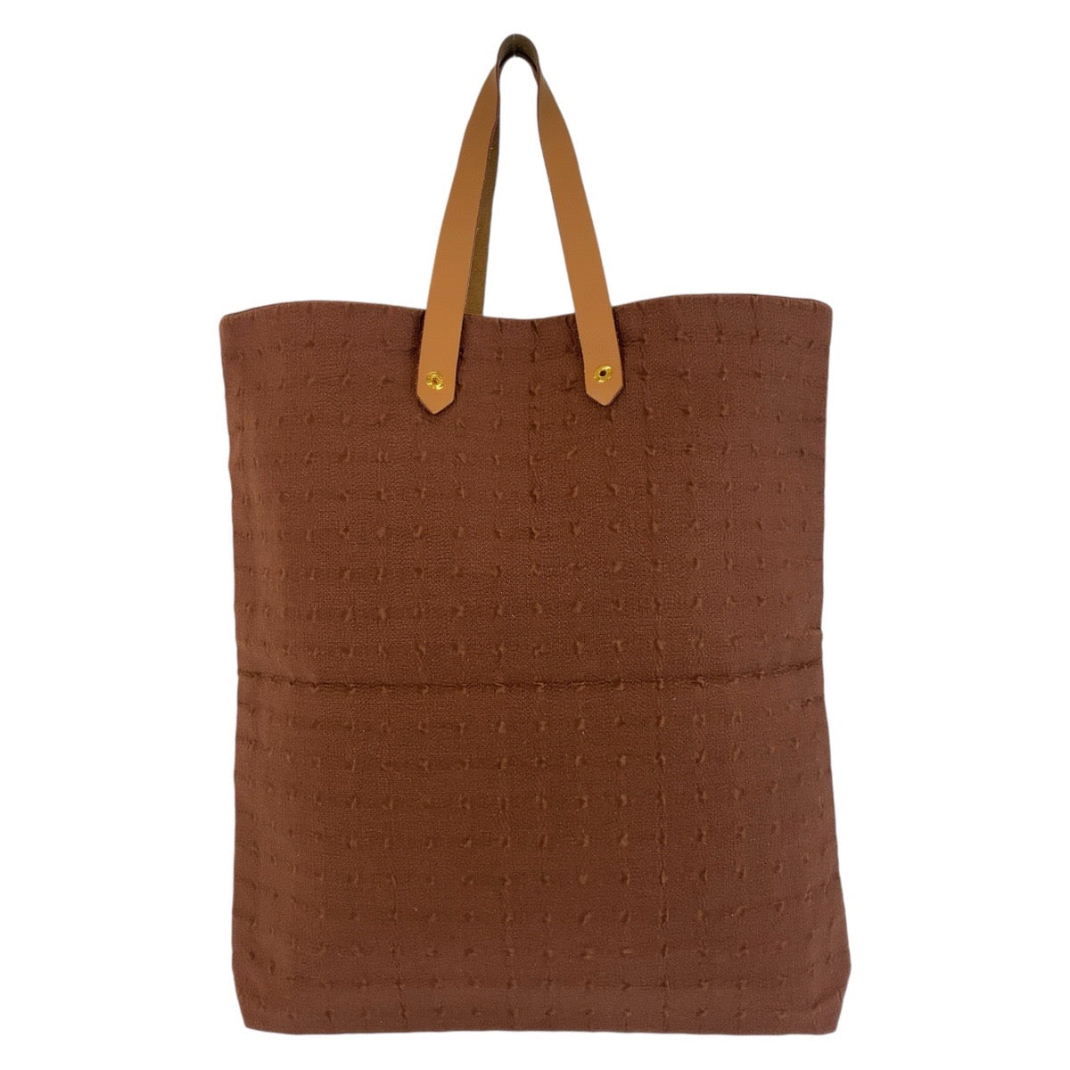 HERMES Tote Bag Canvas, Leather Brown Gold Metal Tote Bag Amedaba Women Used