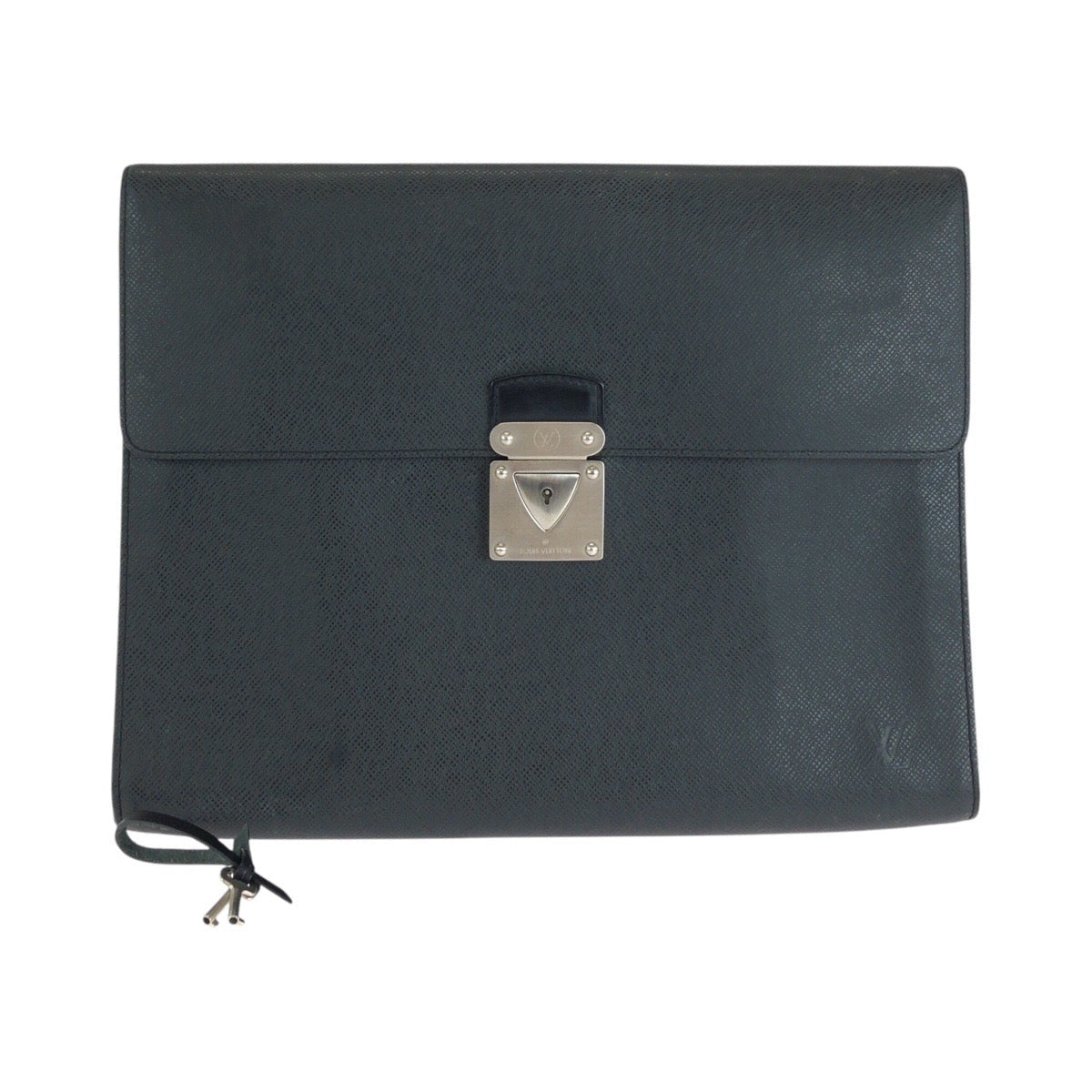 LOUIS VUITTON Business bag M31062 leather Ardoise Black SilverMetal Business bag briefcase Taiga Minuto mens Used