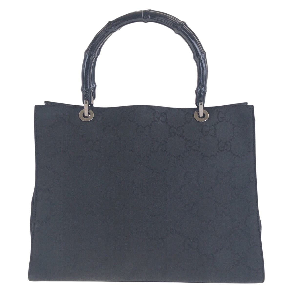 GUCCI Tote Bag 002 1016 GG canvas Black SilverMetal Tote Bag Shoulder Bag Bamboo Women Used