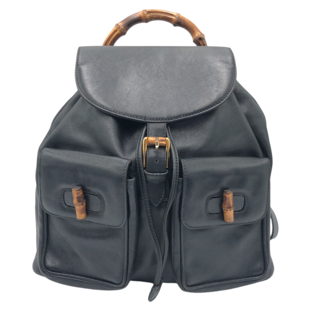 GUCCI Backpack 003 1998 0016 leather Black black Backpack Unisex Bamboo Women Used
