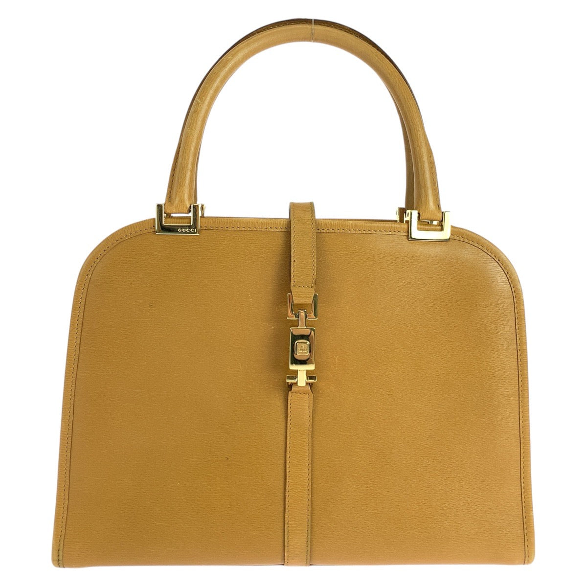 GUCCI Tote Bag 002 1071 leather Light Brown Camel Gold Metal Tote Bag handbag Jackie Women Used