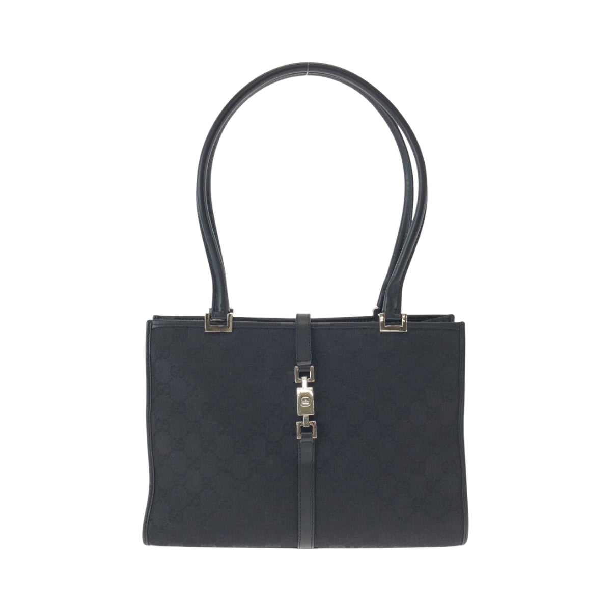 GUCCI Tote Bag 002 1073 GG canvas Black SilverMetal Tote Bag Shoulder Bag Jackie Women Used