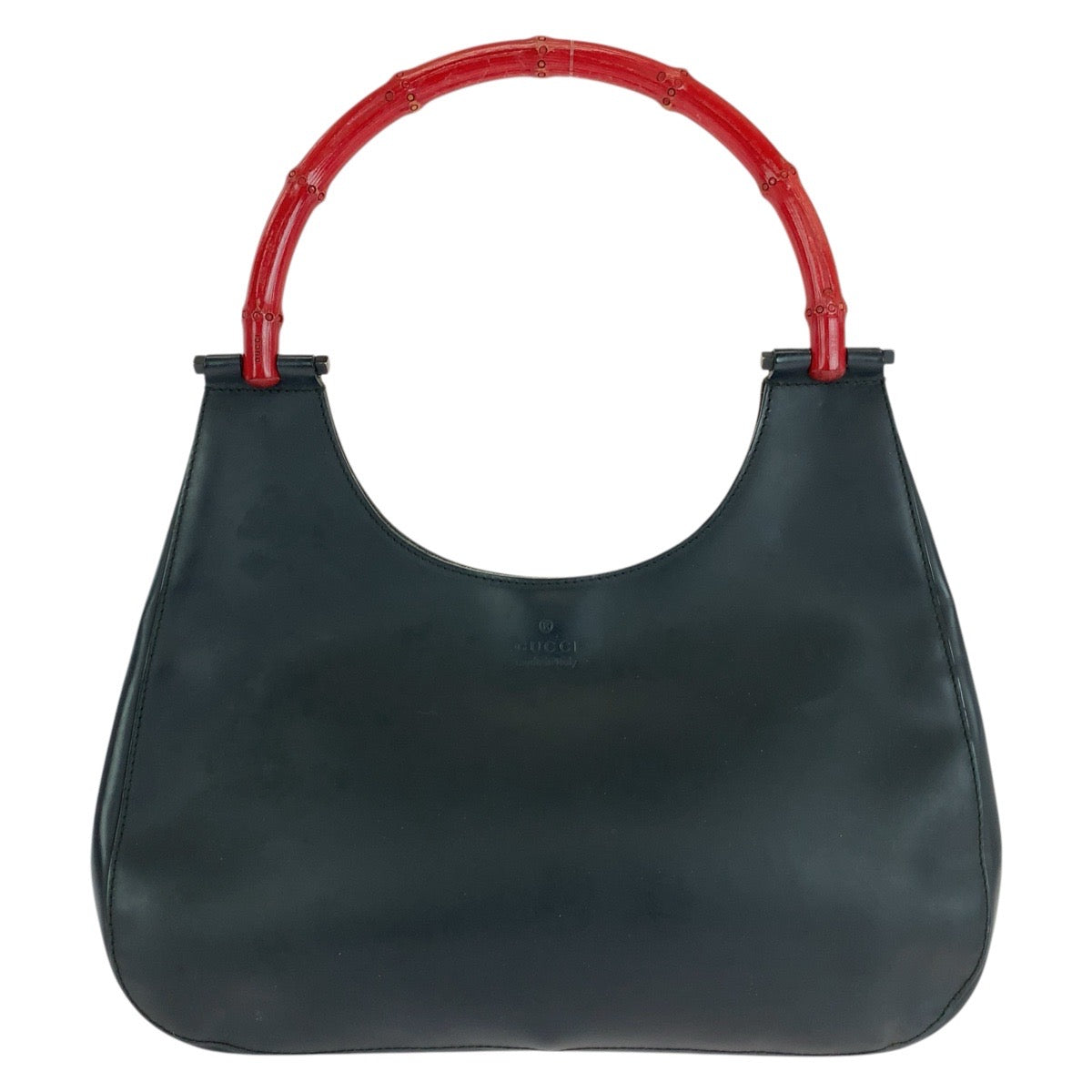 GUCCI Shoulder Bag 001 3739 leather Black Red SilverMetal Bamboo Women Used