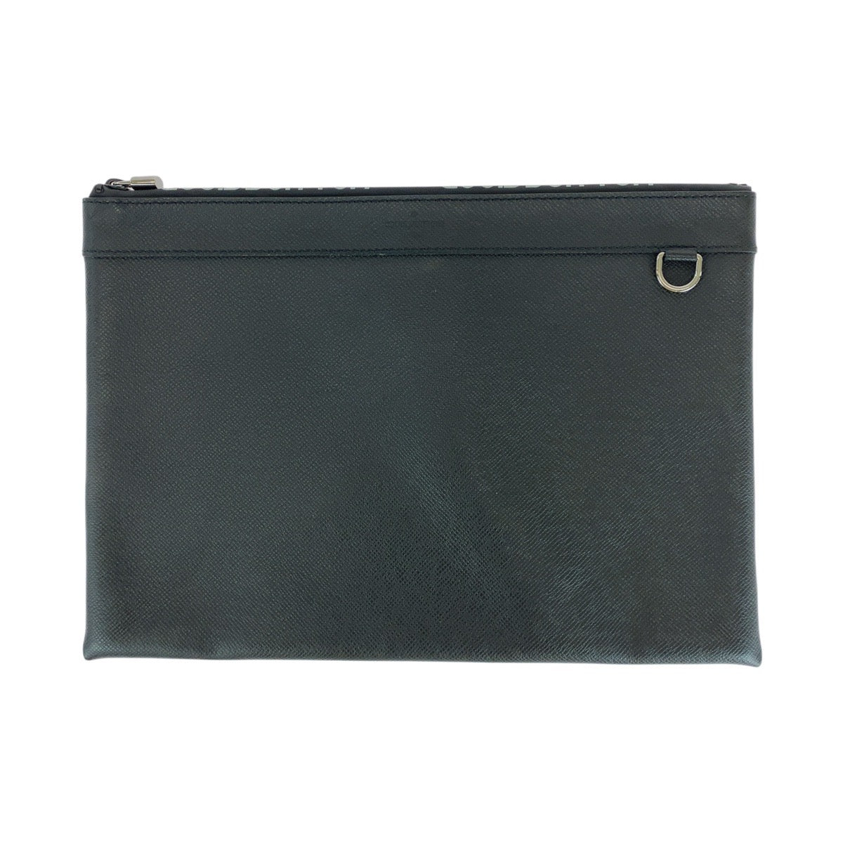 LOUIS VUITTON Clutch bag M30086 leather Black SilverMetal Clutch bag business bag Taiga Pochette Apollo mens Used