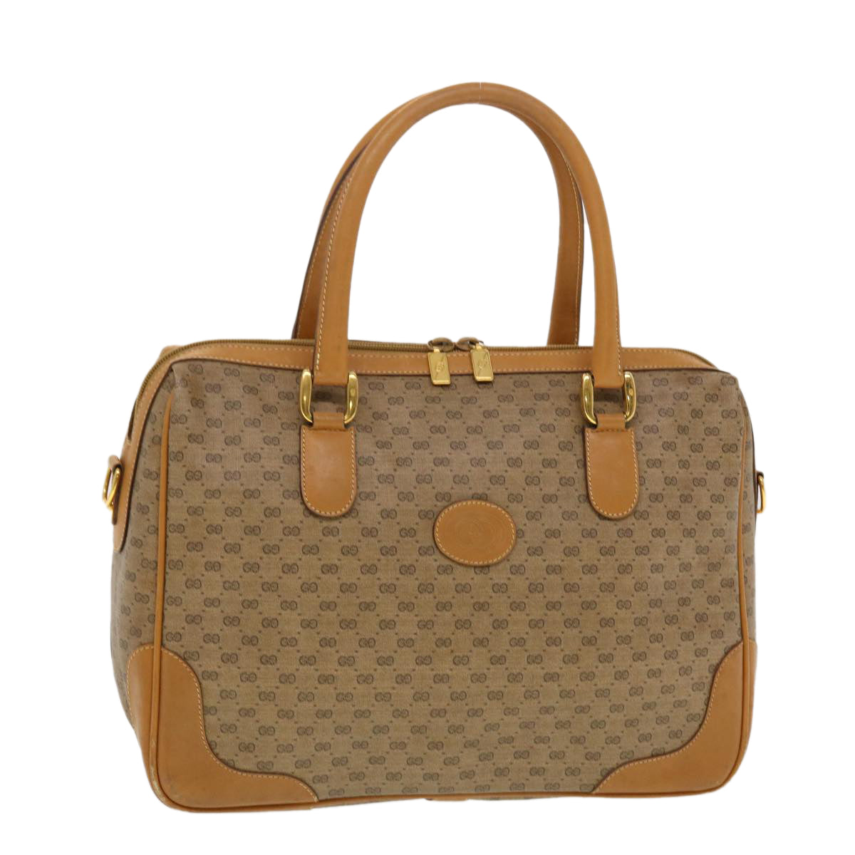 GUCCI Micro GG Canvas Hand Bag PVC Leather Beige 002.104.0033 43224