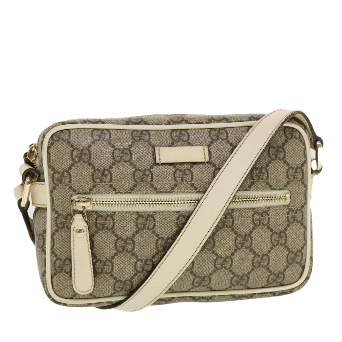 GUCCI GG Canvas Shoulder Bag PVC Leather Beige 201447 43748