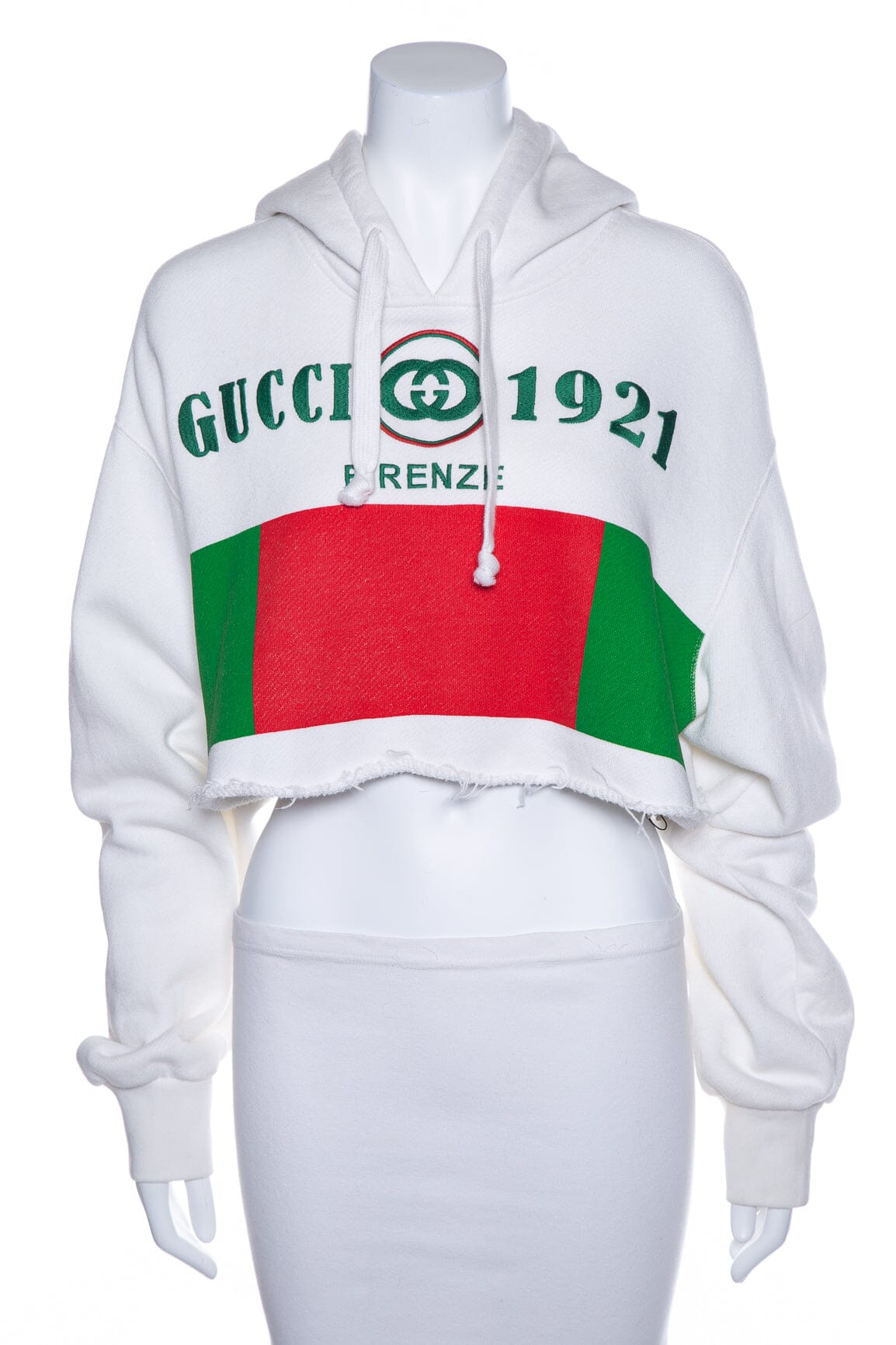 Gucci White "1921" Cropped Sweatshirt SZ M