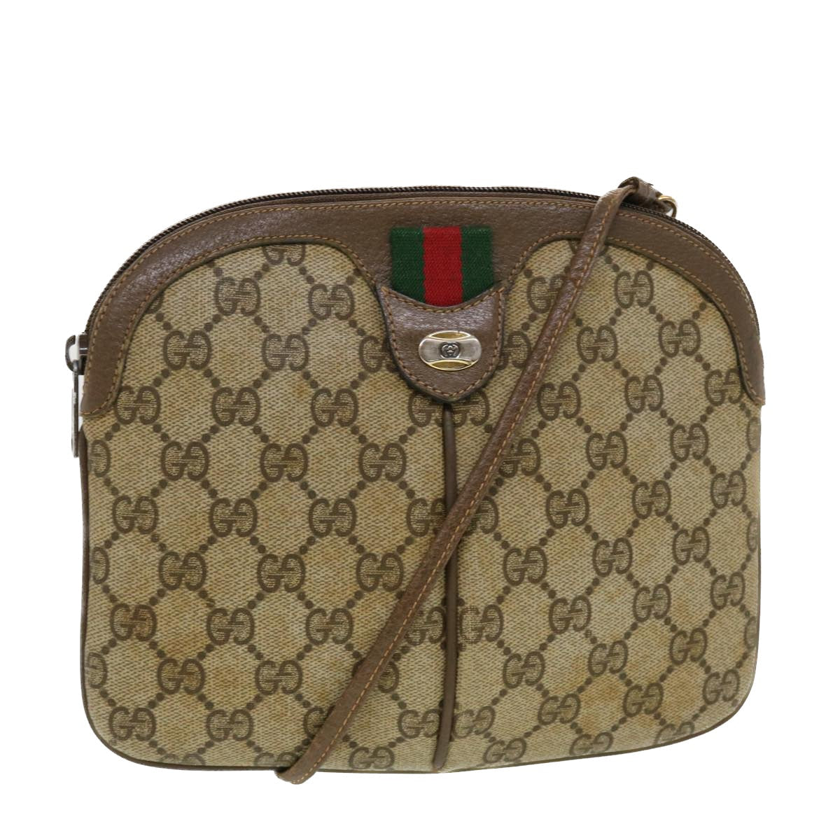 GUCCI GG Canvas Web Sherry Line Shoulder Bag Beige Red 904.02.047 44304