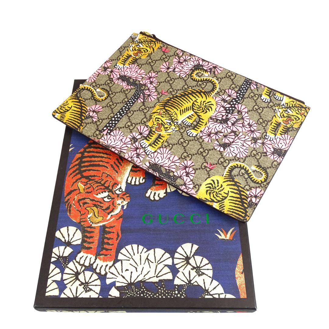 Gucci GG Supreme Bengal Zip Pouch Ltd Edition
