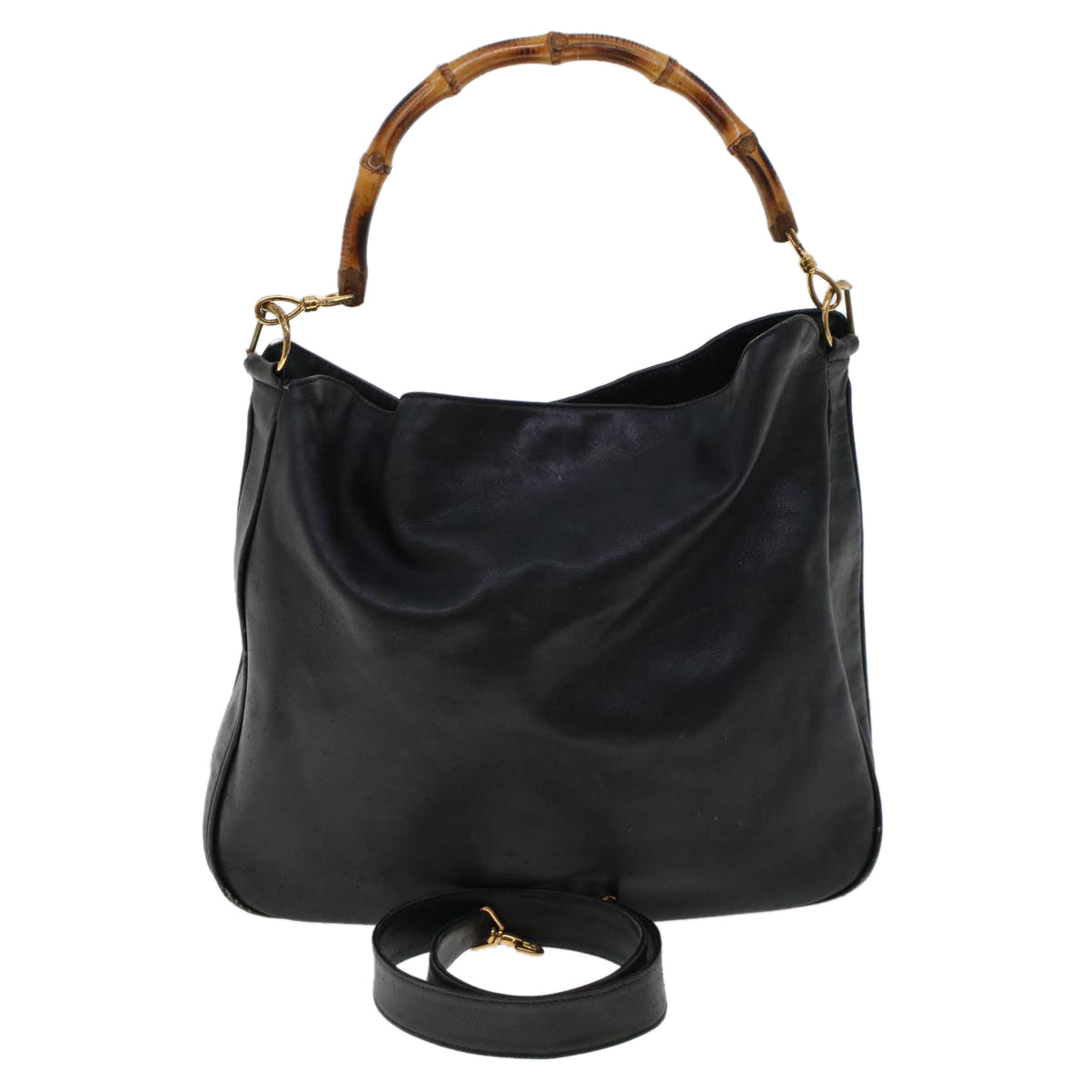 GUCCI Bamboo Shoulder Bag Leather 2way Black 46000