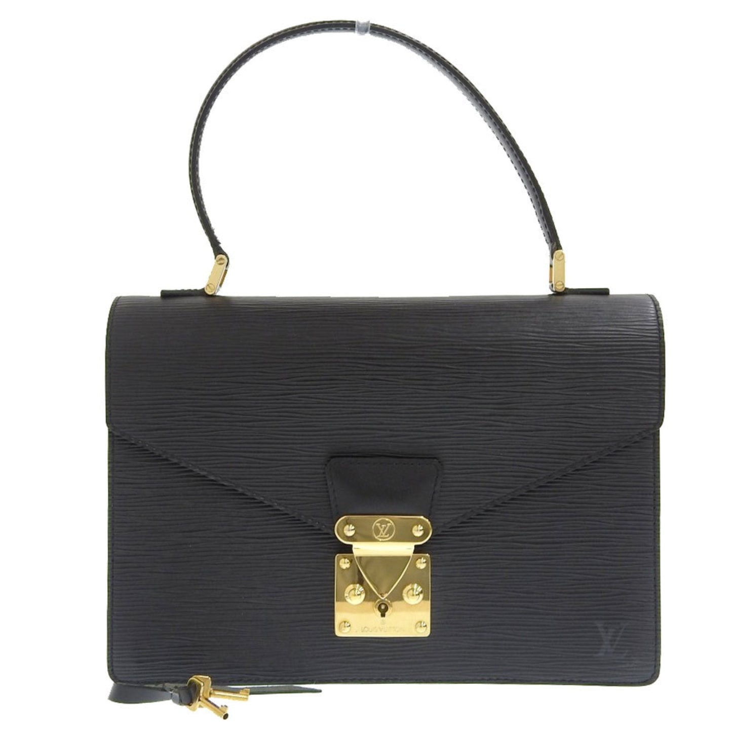 Louis Vuitton Black Leather Monceau handbag bag