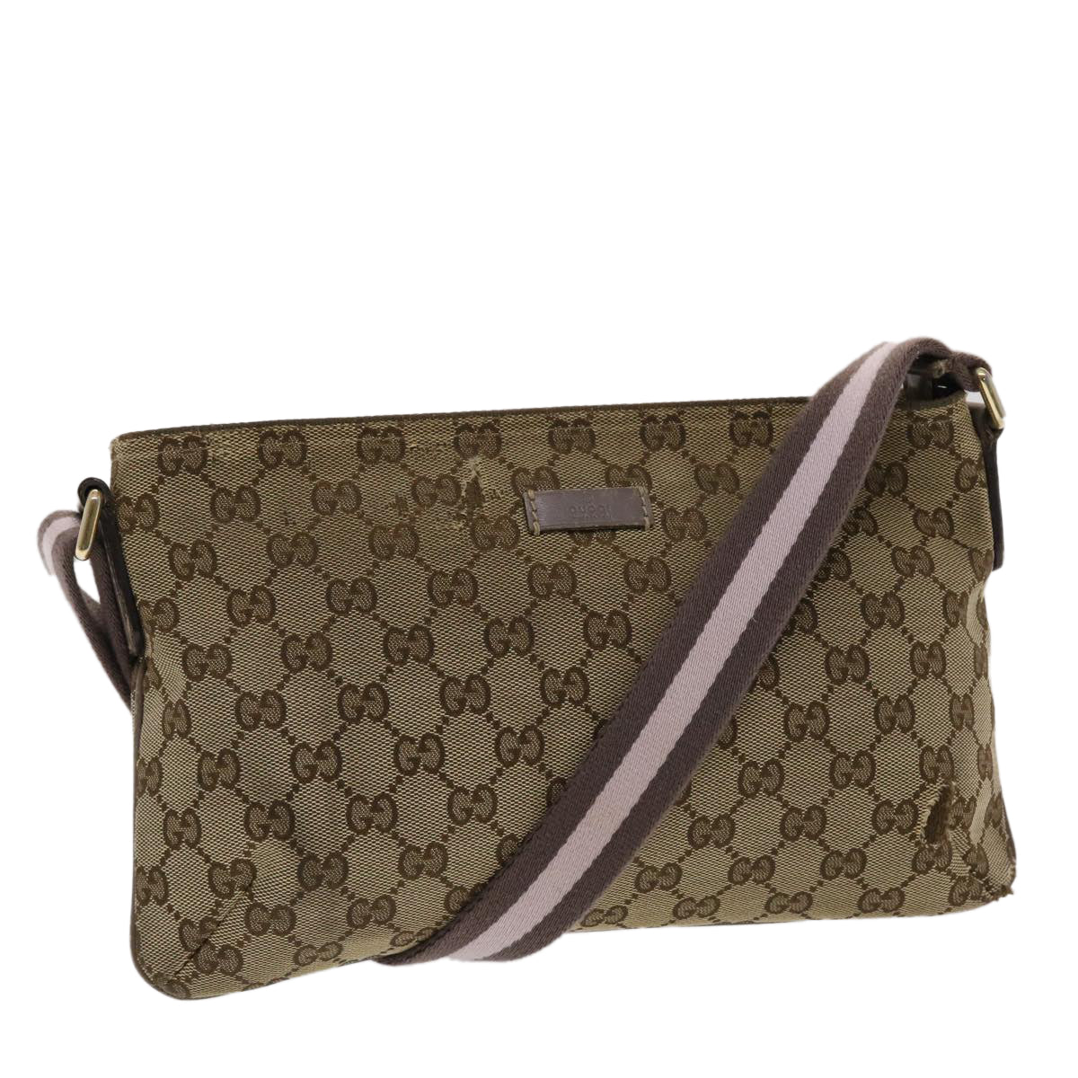 Gucci GG Canvas Sherry Line Shoulder Bag Beige Pink 49065