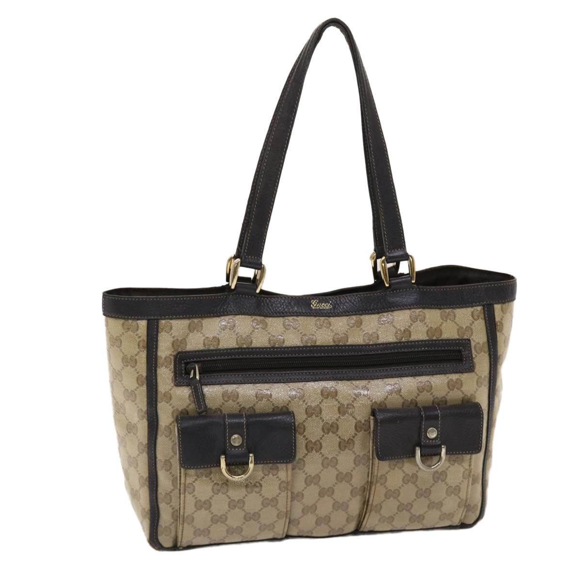 GUCCI GG Canvas Tote Bag Coated Canvas Beige Dark Brown 268639 49291