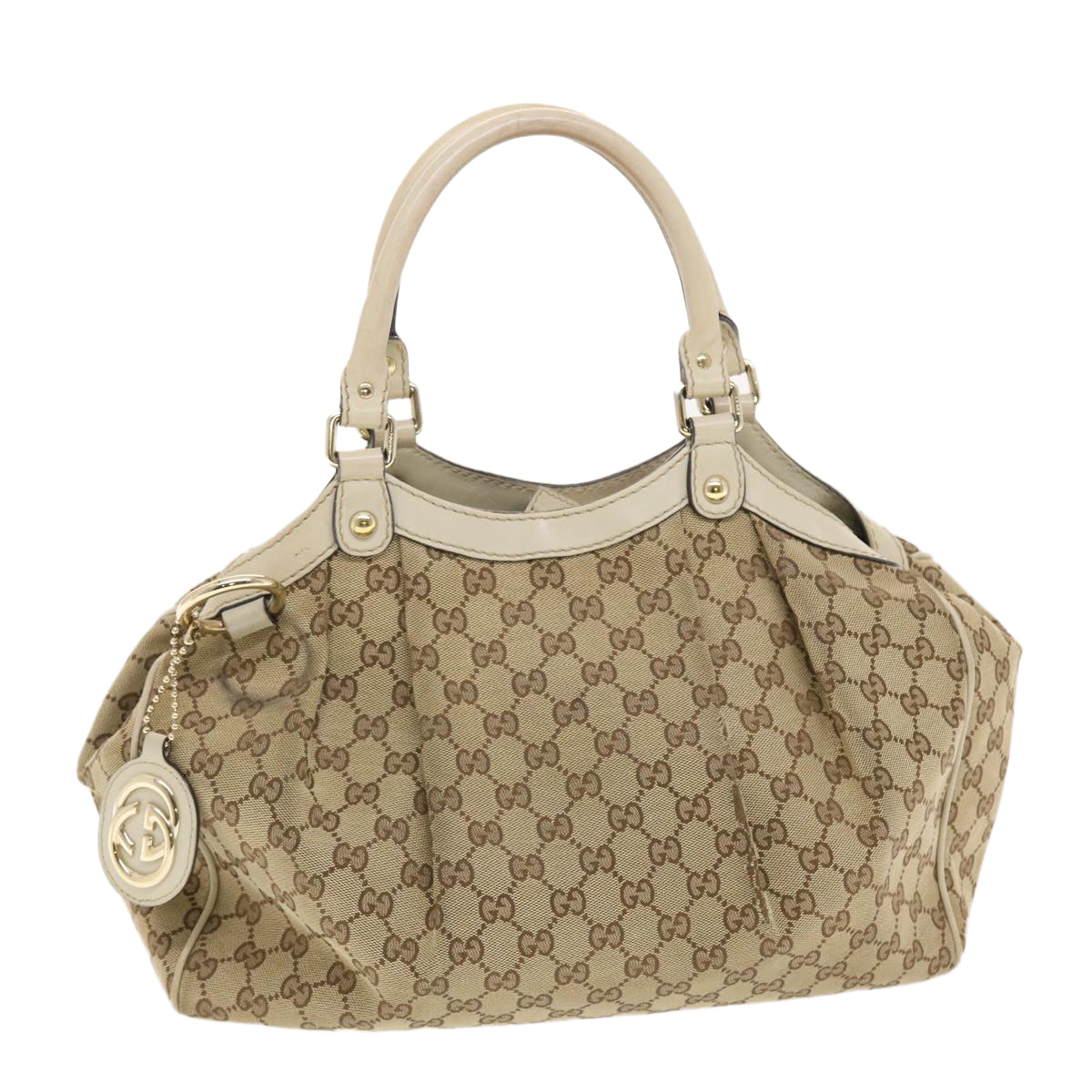 Gucci GG Canvas Hand Bag Beige 211944 49795