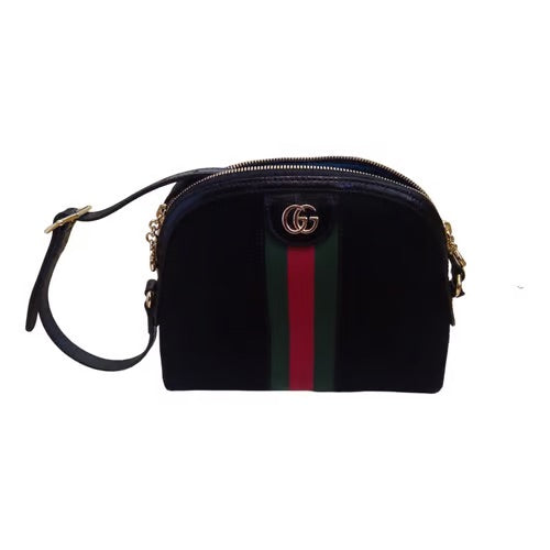 Gucci Ophidia GG Small Suede Shoulder Bag in Black