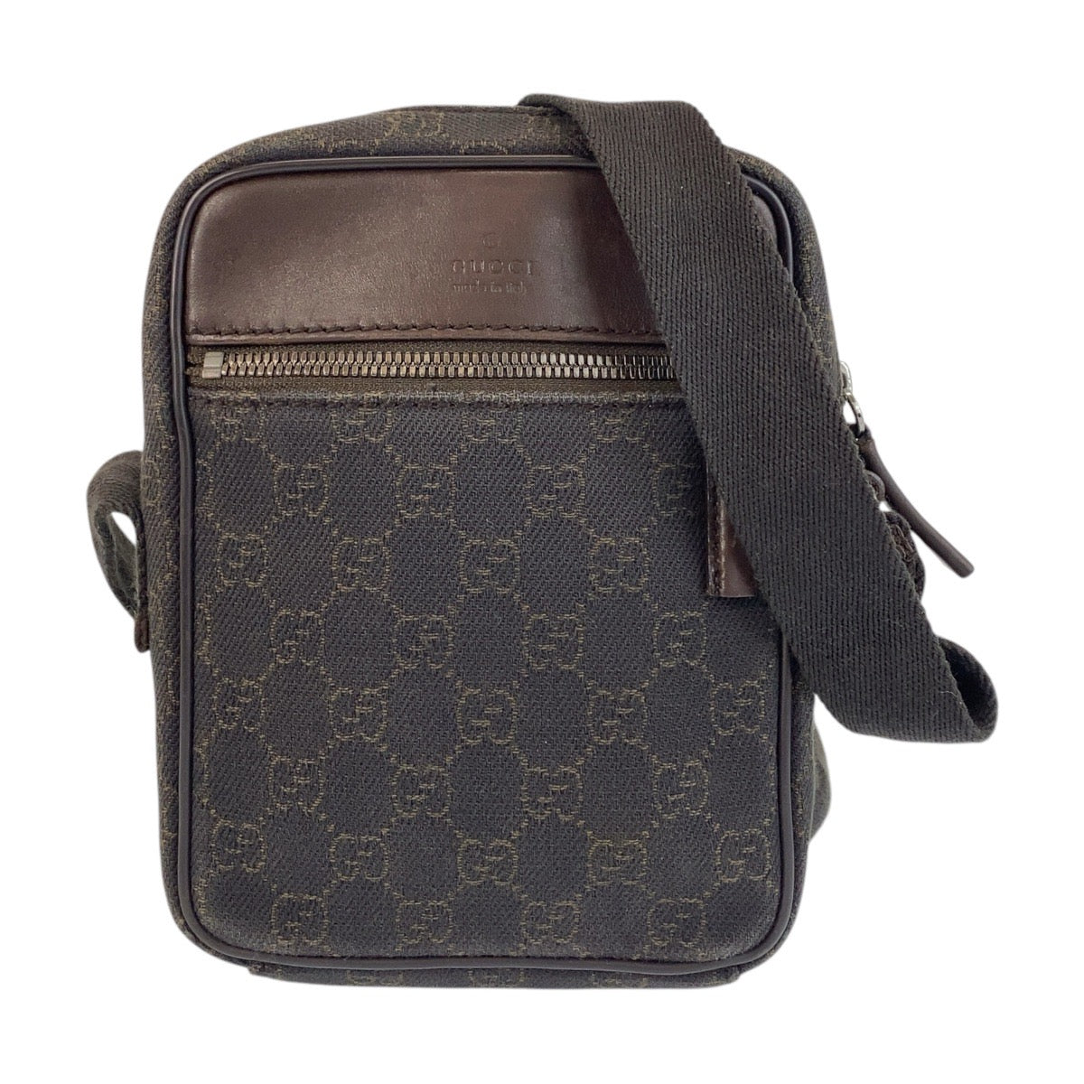 GUCCI Shoulder Bag 101680 GG canvas, leather Brown Silver Metal Shoulder Bag pochette Women Used
