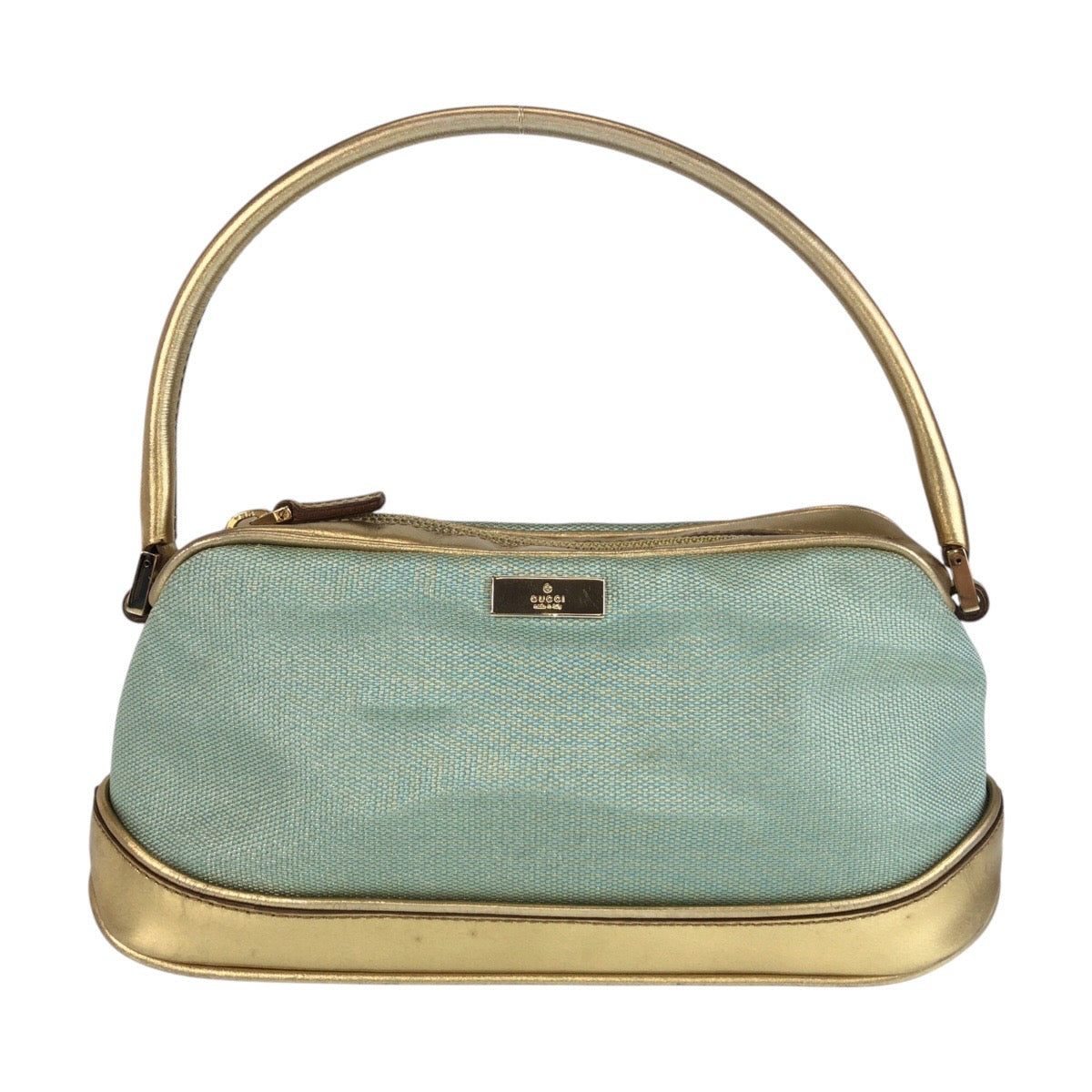 GUCCI Handbag 0391133 Canvas, Leather Mint Green Gold Handbag accessory pouch Women Used