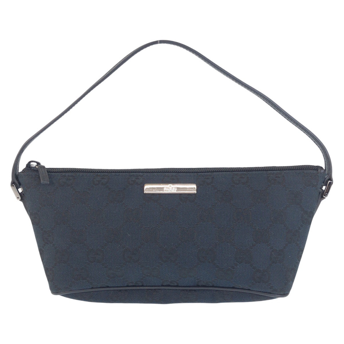 GUCCI Handbag 039 1103 GG canvas, leather Navy Black Handbag accessory pouch Women Used